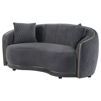 Lorraine - Upholstered Curved Loveseat - Dark Gray Furniture Max