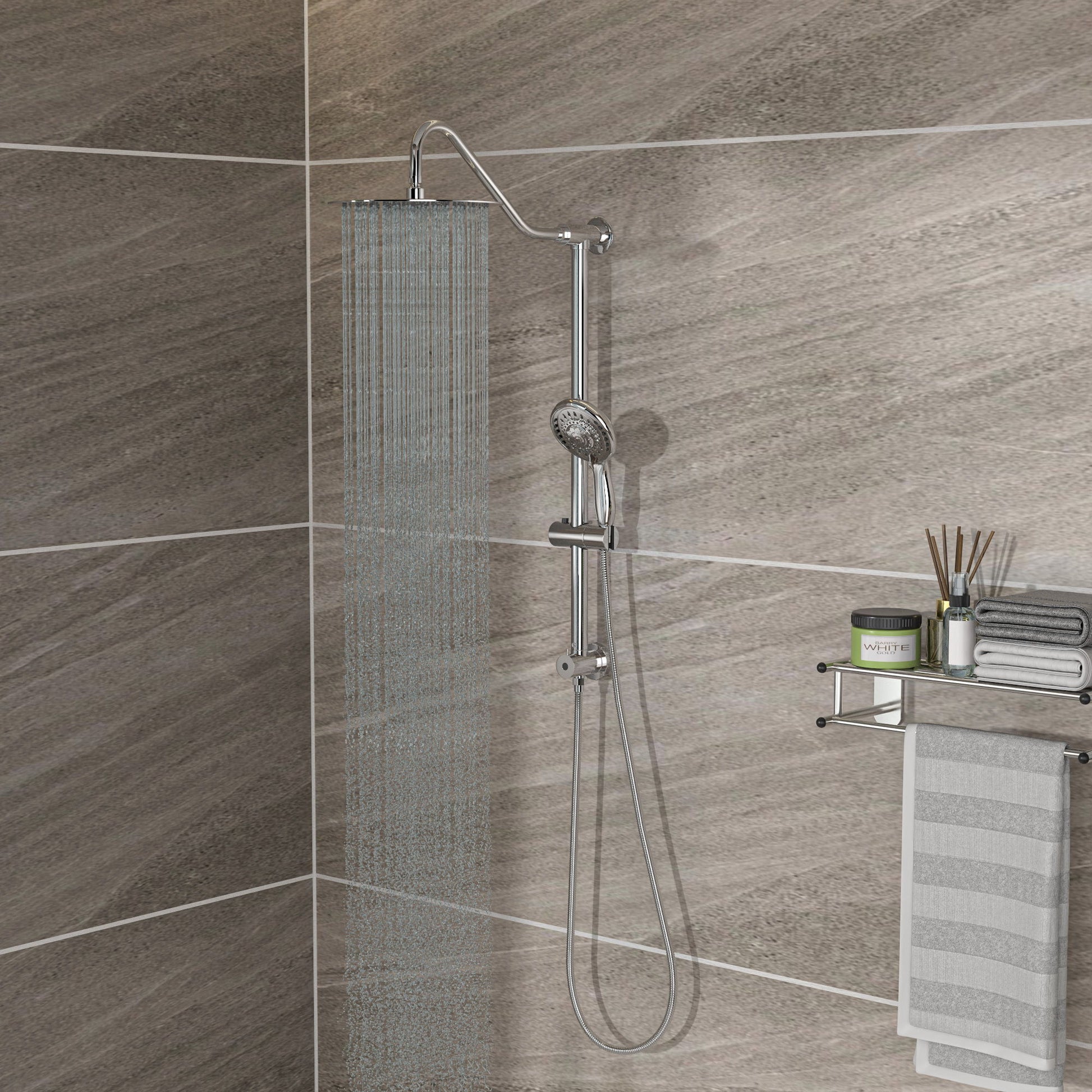 Shower System With 5 Function Rain Hand Shower And Slide Bar Combo Daily Nest
