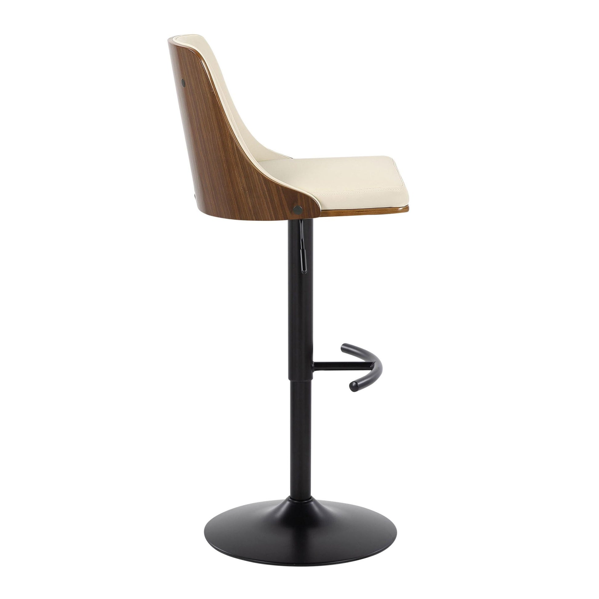 Gianna - Mid Century Modern Adjustable Barstool, Swivel With Rounded T Footrest (Set of 2) Lumi Source