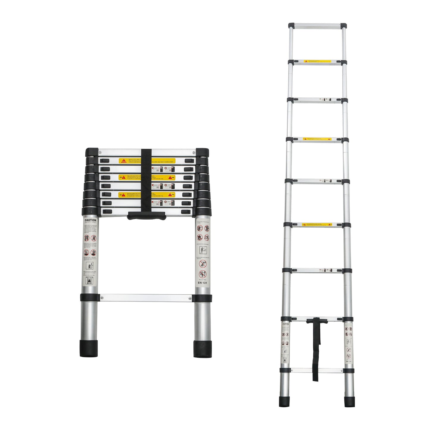 Telescopic Extension Ladder, Folding Portable Multi Purpose For Indoor Outdoor Work - Black Daily Nest