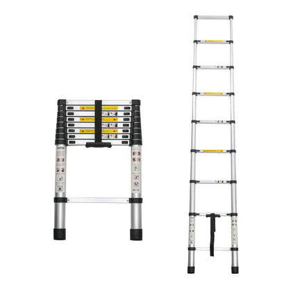 Telescopic Extension Ladder, Folding Portable Multi Purpose For Indoor Outdoor Work - Black Daily Nest