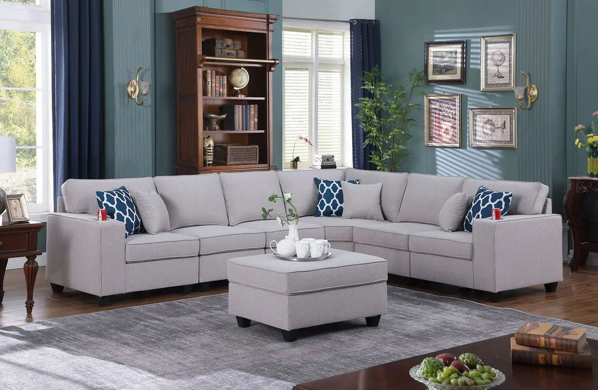 Cooper - Comfort Sectional Sofa With Ottomans And Cupholder Lilola Home
