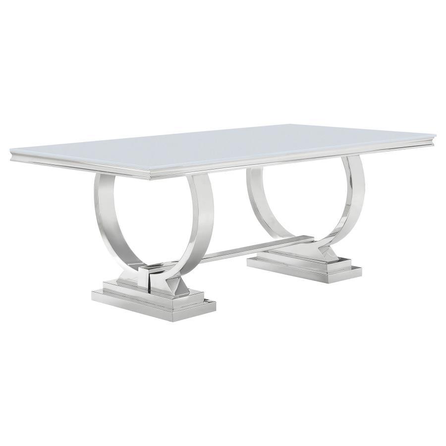 Antoine - Rectangular Glass Top Dining Table Set CoasterElevations