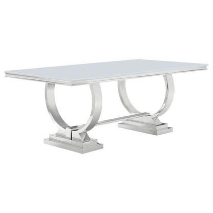 Antoine - Rectangular Glass Top Dining Table Set CoasterElevations