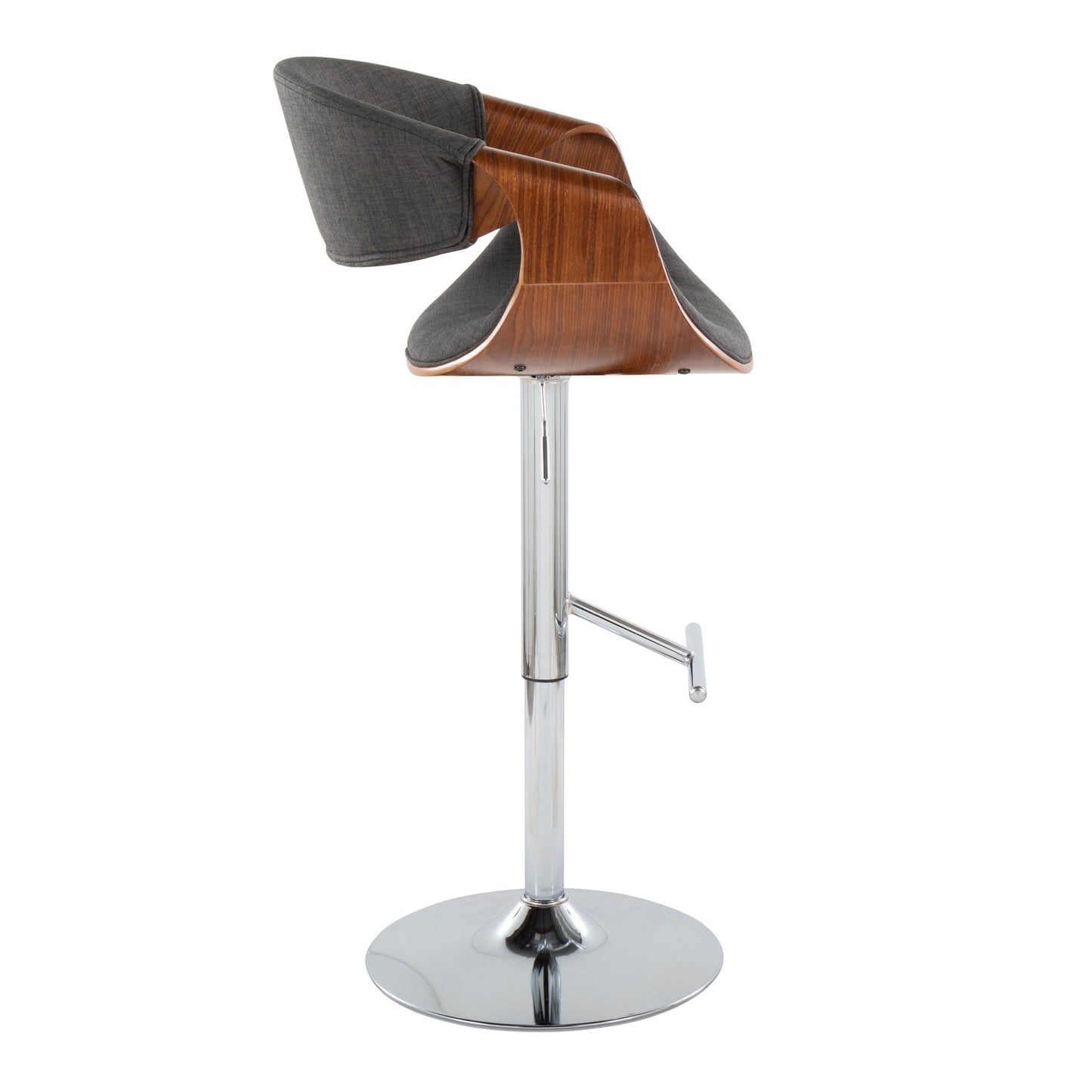 Curvo - Mid Century Modern Adjustable Barstool With Swivel With Straight T Footrest Lumi Source