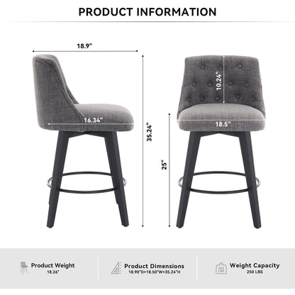 Swivel Bar Stools & Button Tufted Back (Set of 2) Home Essentials