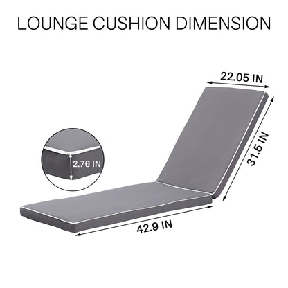 2 Pieces Set Outdoor Lounge Chair Cushion Replacement Patio Furniture Seat Cushion Chaise Lounge Cushion - Antique Gray / White Home Essentials