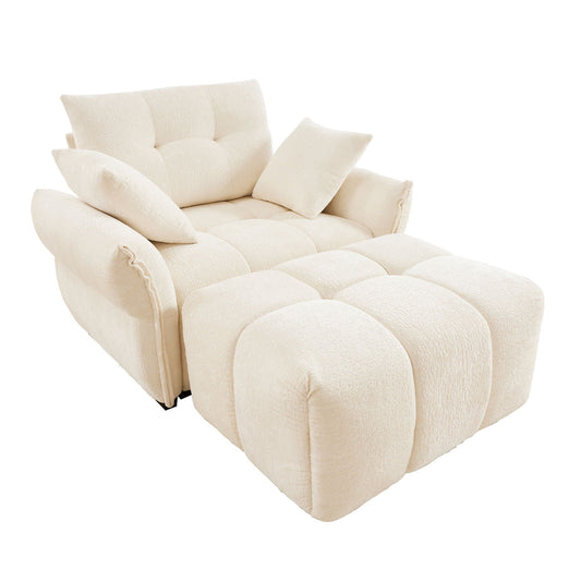Ergonomic Single Seater Sofa With Ottoman, High Resilience Support Cushions Home Essentials