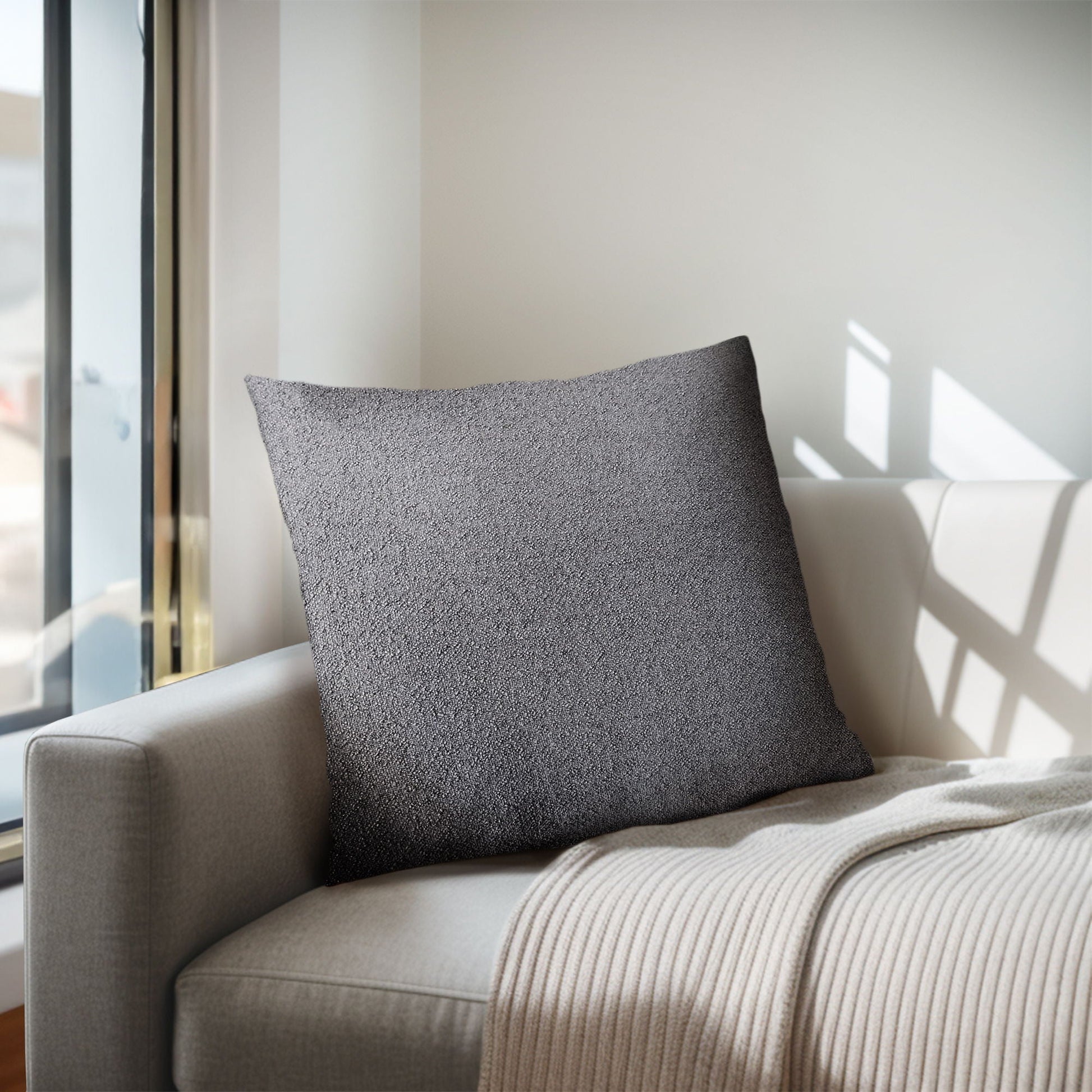 Scarlett - Solid Square Pillow - Dark Gray Chapel Hill