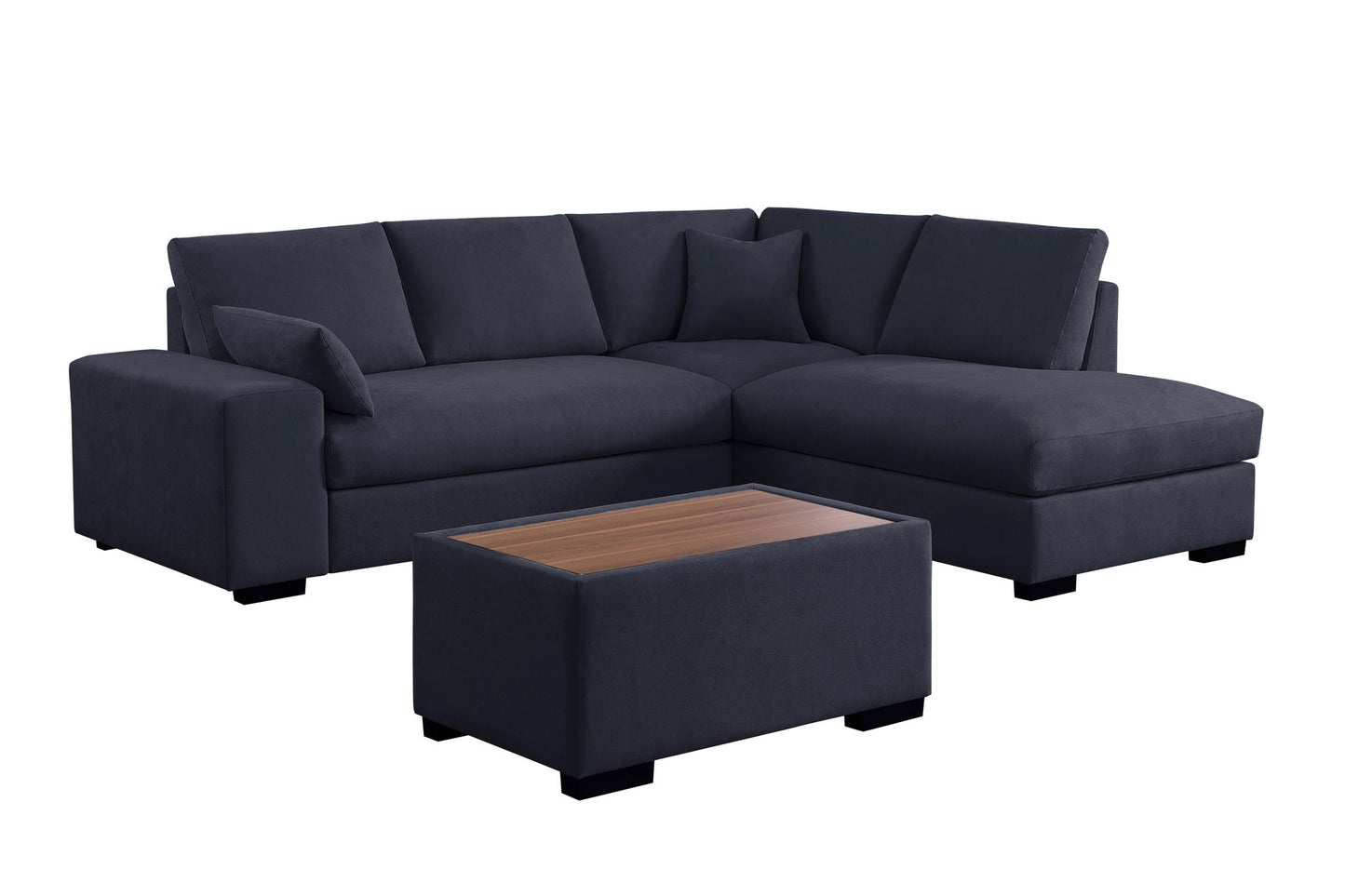 Joshua - 100" Sectional Sofa with Right Facing Chaise and Console Ottoman Lilola Home