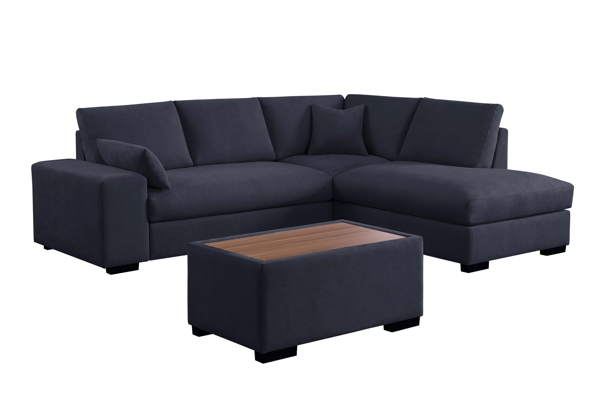 Joshua - 100" Sectional Sofa with Right Facing Chaise and Console Ottoman Lilola Home