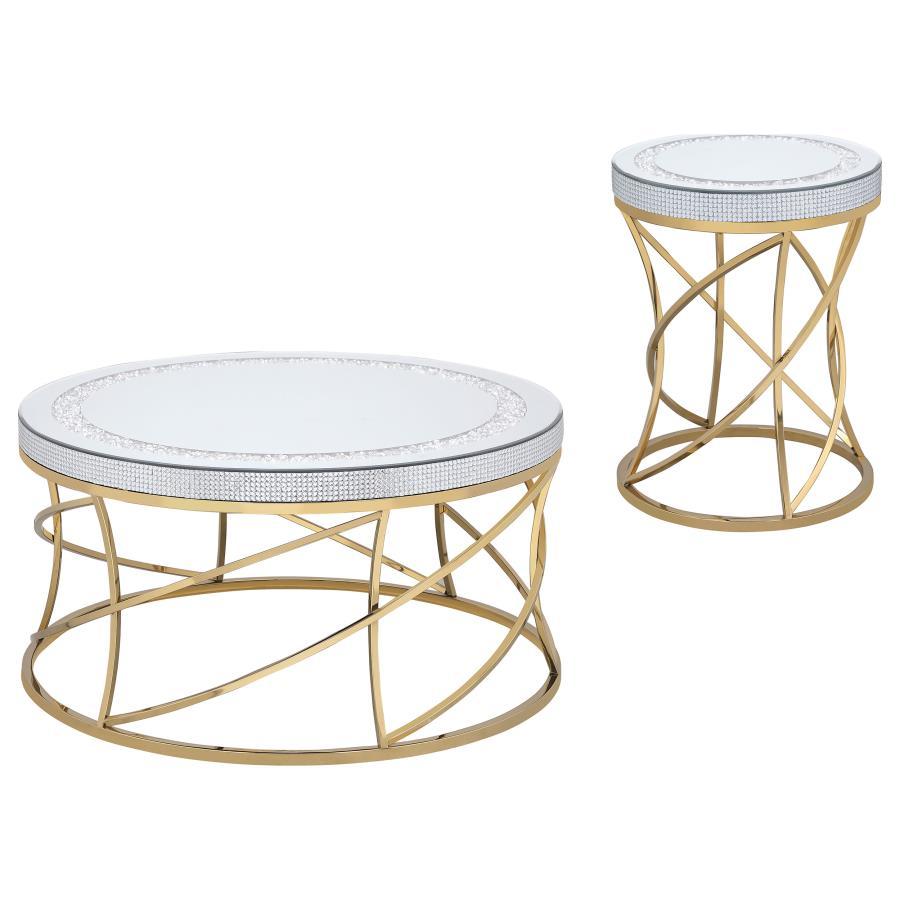 Elise - Round Mirror Top Coffee Table Set Coaster Fine Furniture