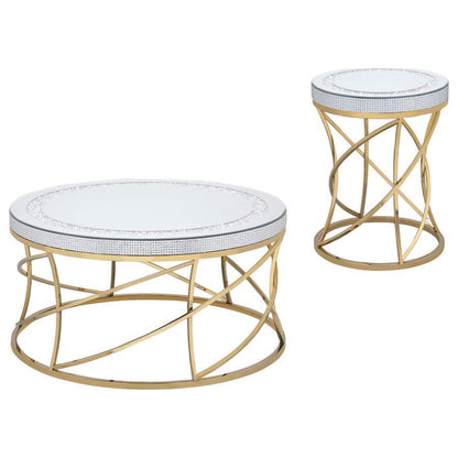 Elise - Round Mirror Top Coffee Table Set Coaster Fine Furniture