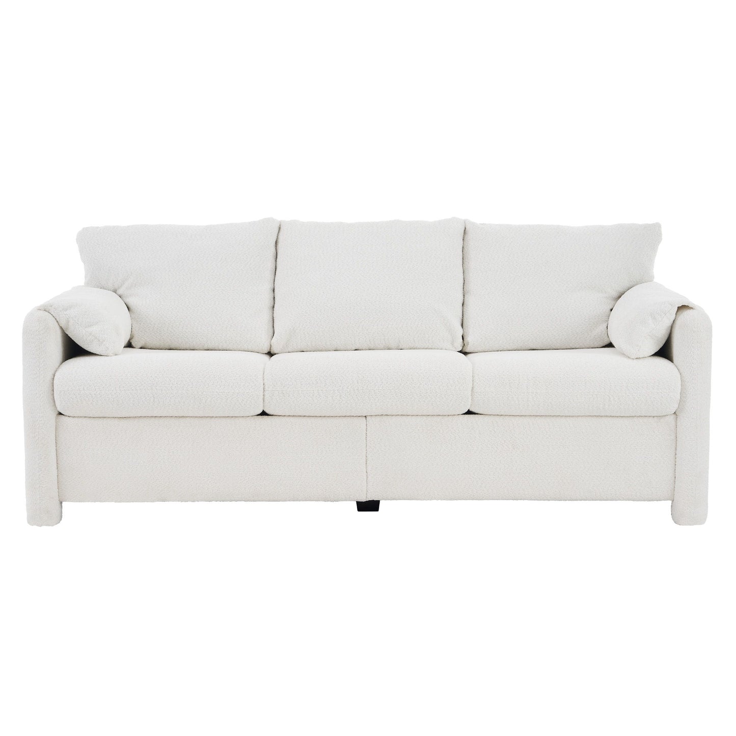 Modern 3 Seater Sofa Chenille Couch Plush Triple Seater Sofa With High Density Foam Cushions, Deep Seat Living Room Couch For Family Room, Apartment & Home Theater - Ivory White Home Essentials