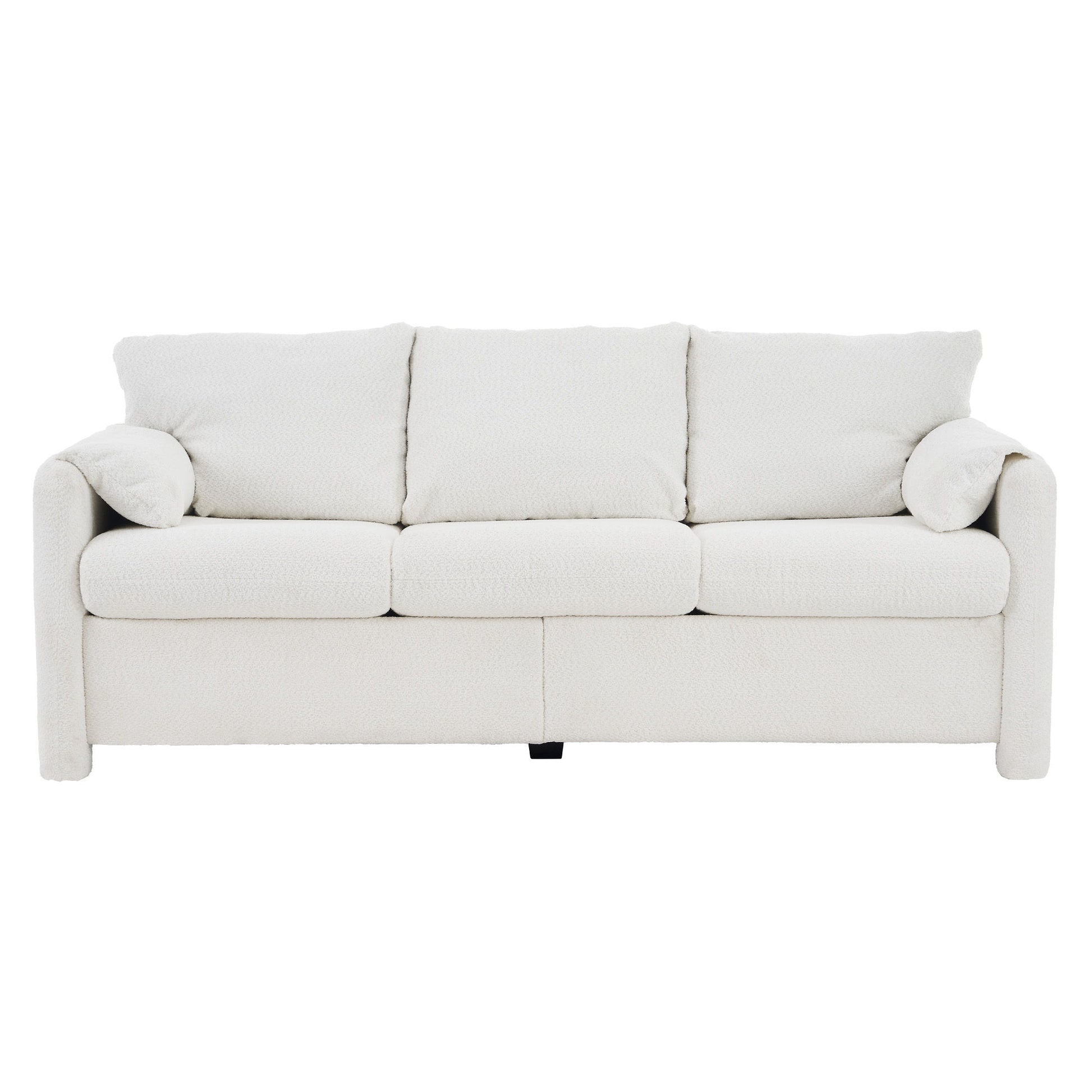 Modern 3 Seater Sofa Chenille Couch Plush Triple Seater Sofa With High Density Foam Cushions, Deep Seat Living Room Couch For Family Room, Apartment & Home Theater - Ivory White Home Essentials