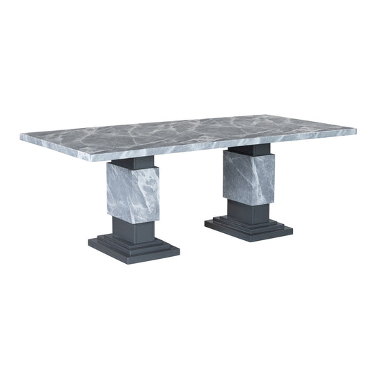 Michelle - Dining Table With Double Pedestal Marble Detailing - Gray Global Furniture USA