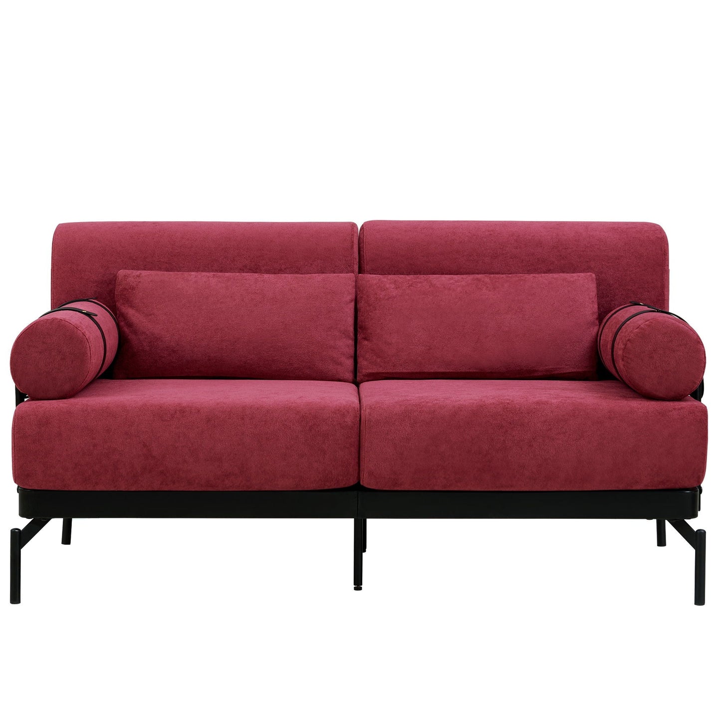 Modern Loveseat Sofa 2 Seater With USB Ports, Cylindrical Armrests Hearth and Haven