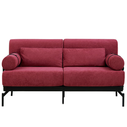 Modern Loveseat Sofa 2 Seater With USB Ports, Cylindrical Armrests Hearth and Haven