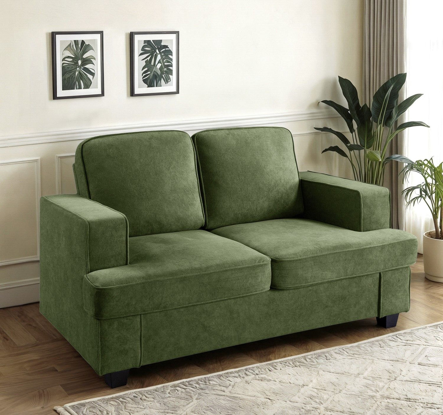 Modern Loveseat, Comfortable 2 Seater Couch With Deep Seating, Loose Back Cushions, Wide Arms US Pride