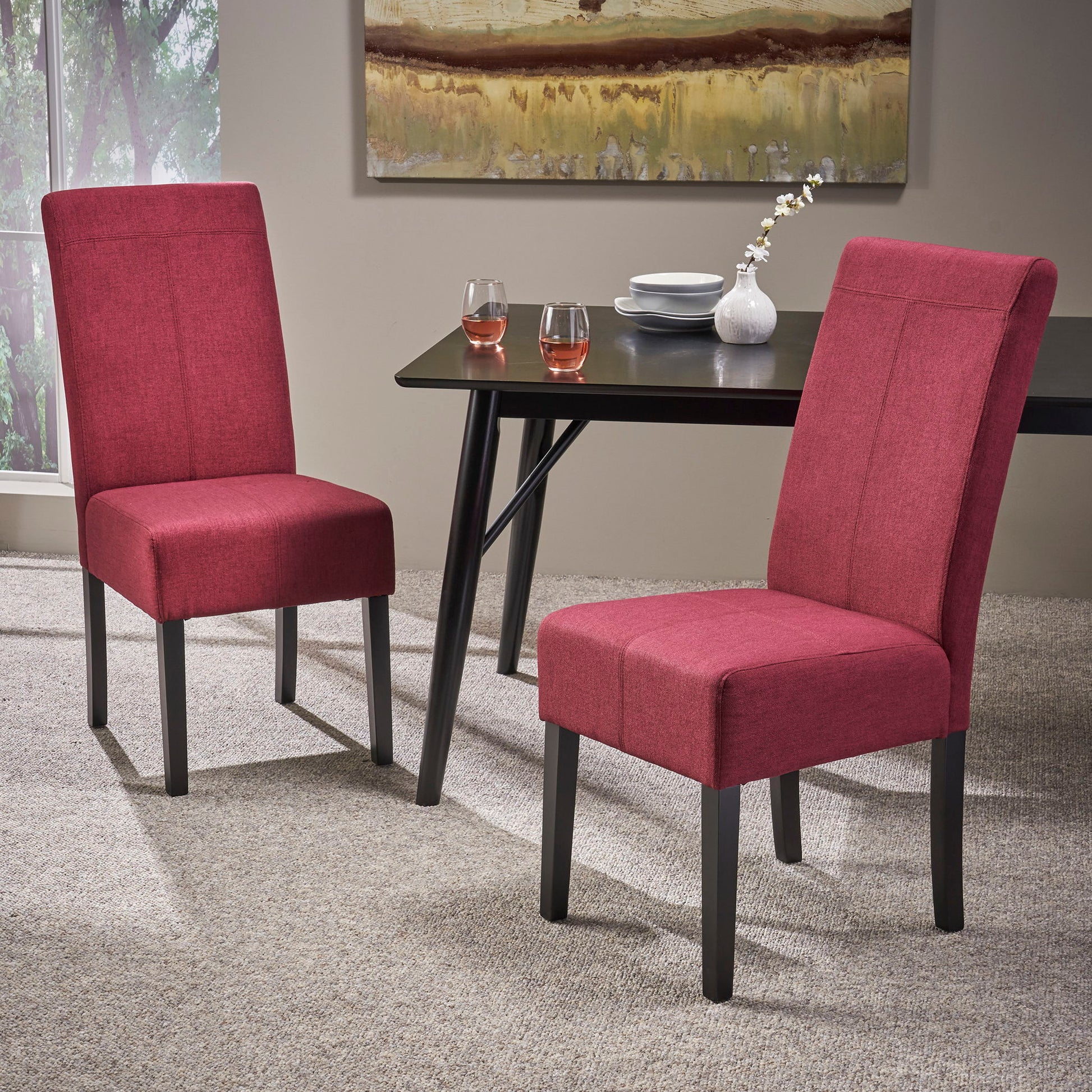Pertica - Dining Upholstered Armless Chairs (Set of 2) Noble House