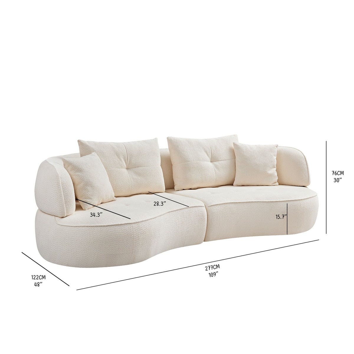 Modular Sofa, Durable Fabric, Solid Wood Frame, High Density Sponge Padding, Seating For 4 Home Essentials