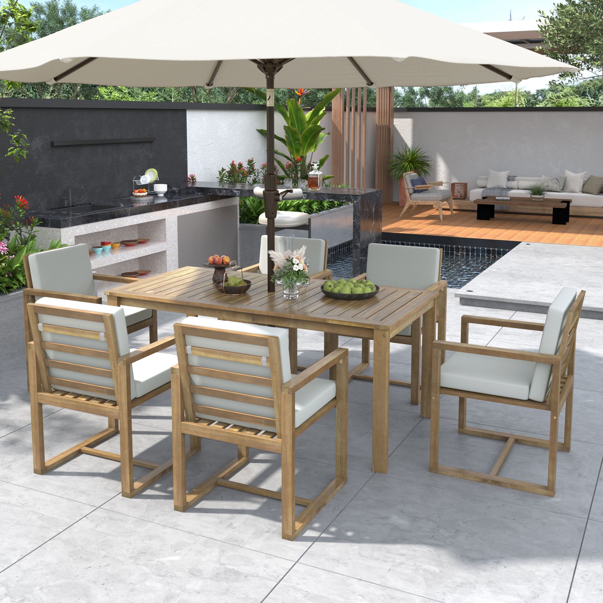 Patio Dining Set Outdoor Dining Table And Chair Set With And Removable Cushions For Patio Hearth and Haven