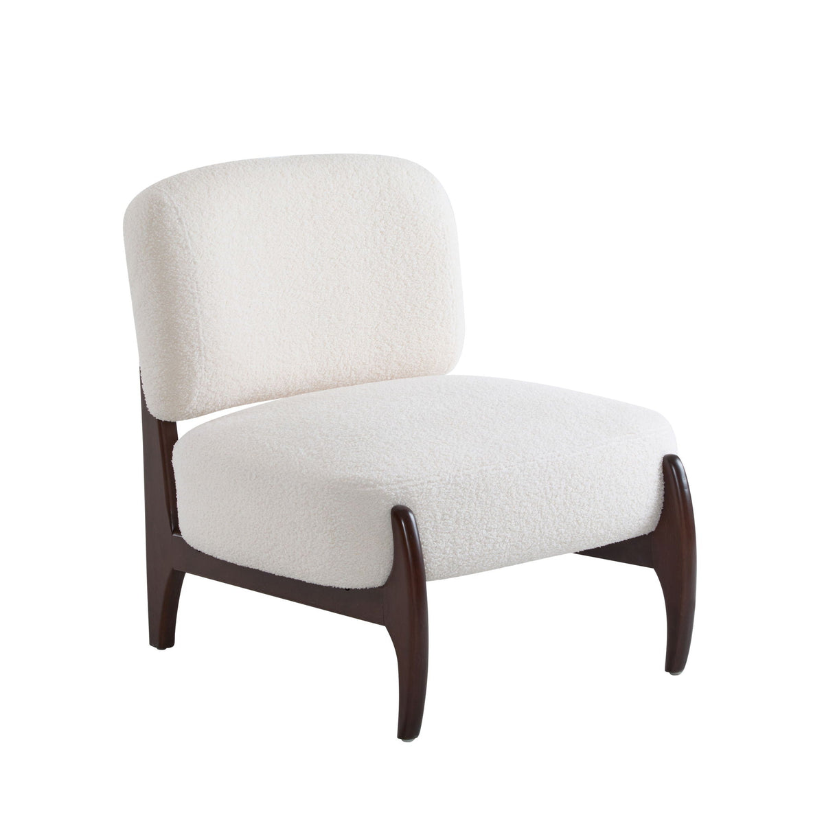 Modern Boucle Lounge Chair With Solid Wood Fram Noble House