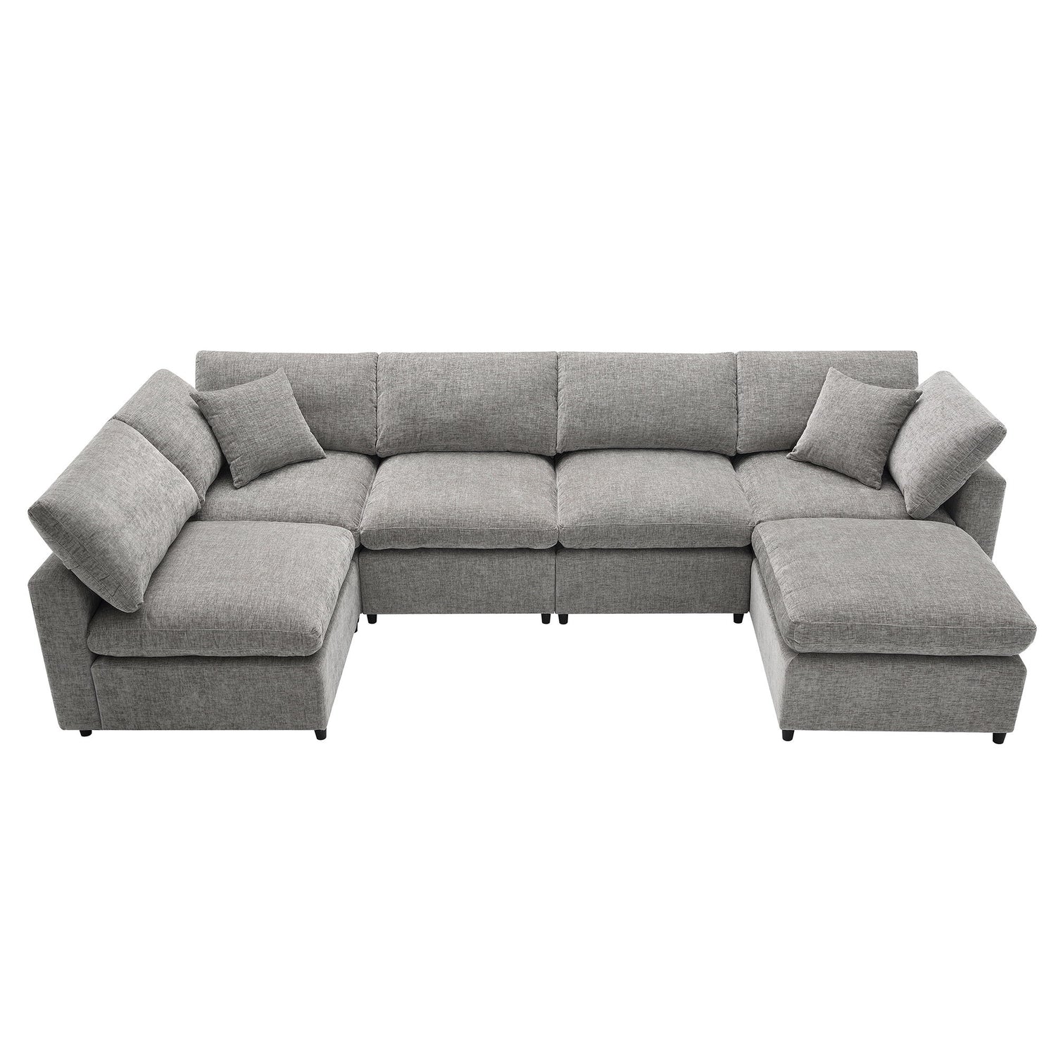 Modern Modular Cloud Sofa Bed, 6 Seat Sectional Couch Set With Ottoman, Free Combination, Convertible U Shaped Sleeper Sofa For Living Room Luxe & Co.
