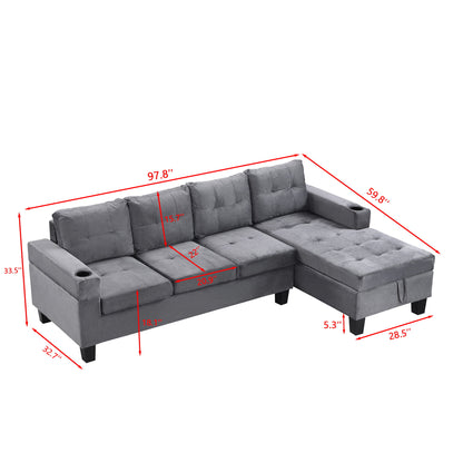 Modern Sectional Sofa Set With L Shape Chaise Lounge And Storage Home Essentials