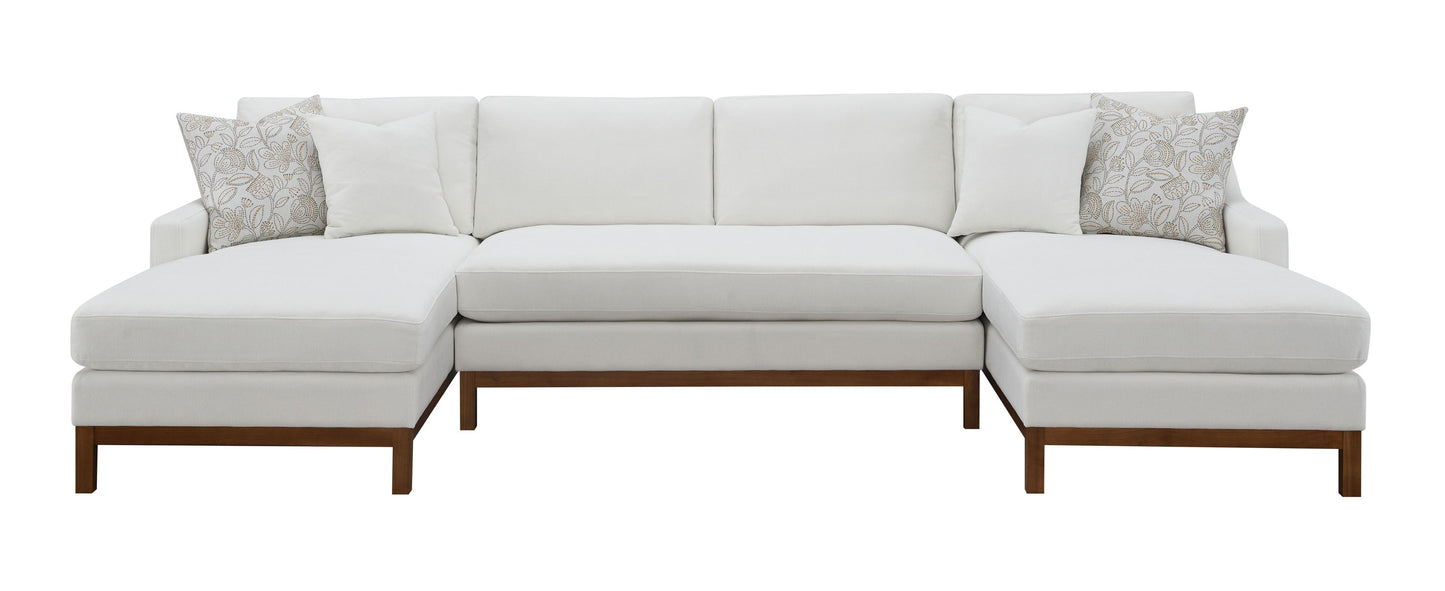 Valiant - Chenille Sectional Sofa With 4 Pillows - Ivory