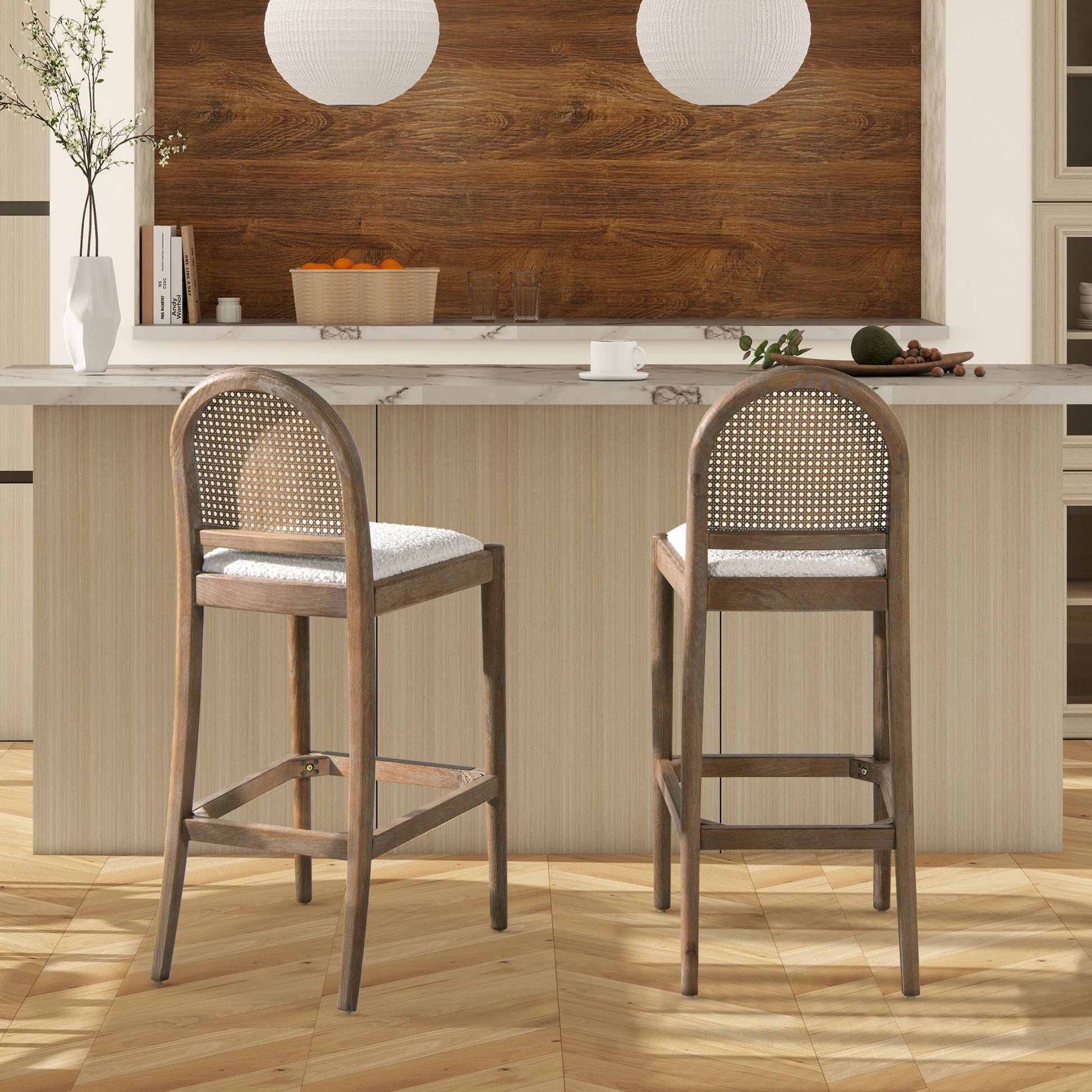 Panama - Curved Back Cane Bar Stool (Set of 2) Jennifer Taylor Home