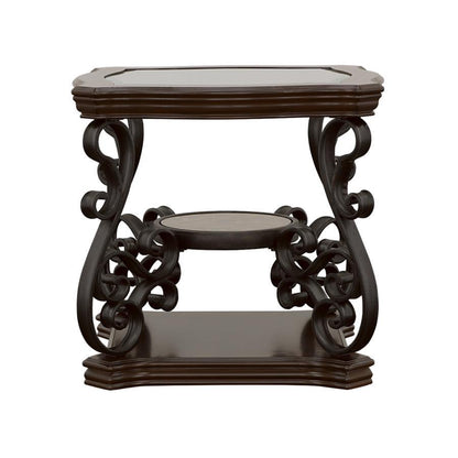 Laney - 1-Shelf Glass Top Rectangular End Table - Deep Merlot CoasterEssence
