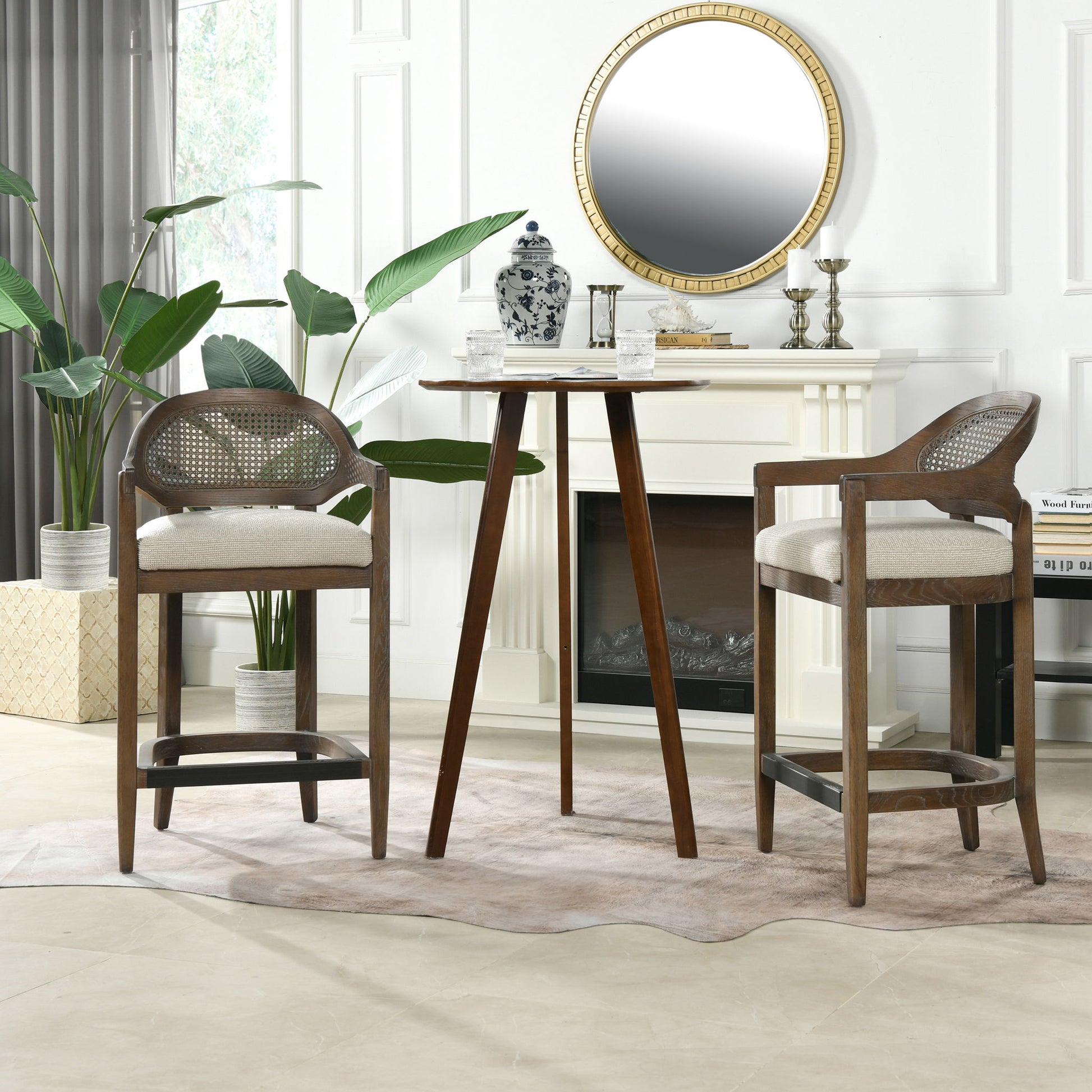 Americana - Mid-Century Modern Cane Back Counter Stool Jennifer Taylor Home