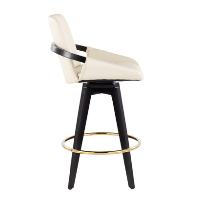 Cosmo - Contemporary Fixed Height Counter Stool With Swivel With Round Footrest (Set of 2) Lumi Source