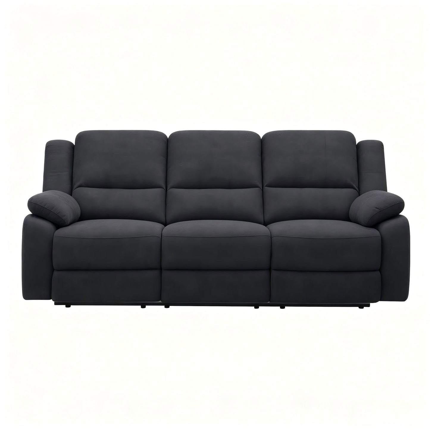 3 Seat Manual Reclining Sofa With Deep Recline - Black Home Essentials