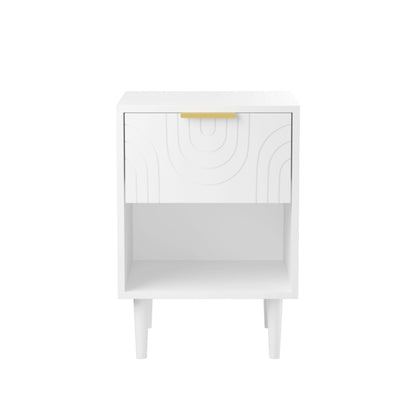 Nightstand With 1 Drawer And Open Shelf - White Home Essentials