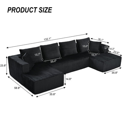 U-Shaped Modular Sectional Sofa With Double Chaise, Oversized Deep Seat For Living Room Home Essentials