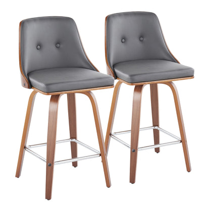 Gianna - Mid Century Modern Fixed Height Counter Stool With Swivel With Square Footrest (Set of 2) Lumi Source