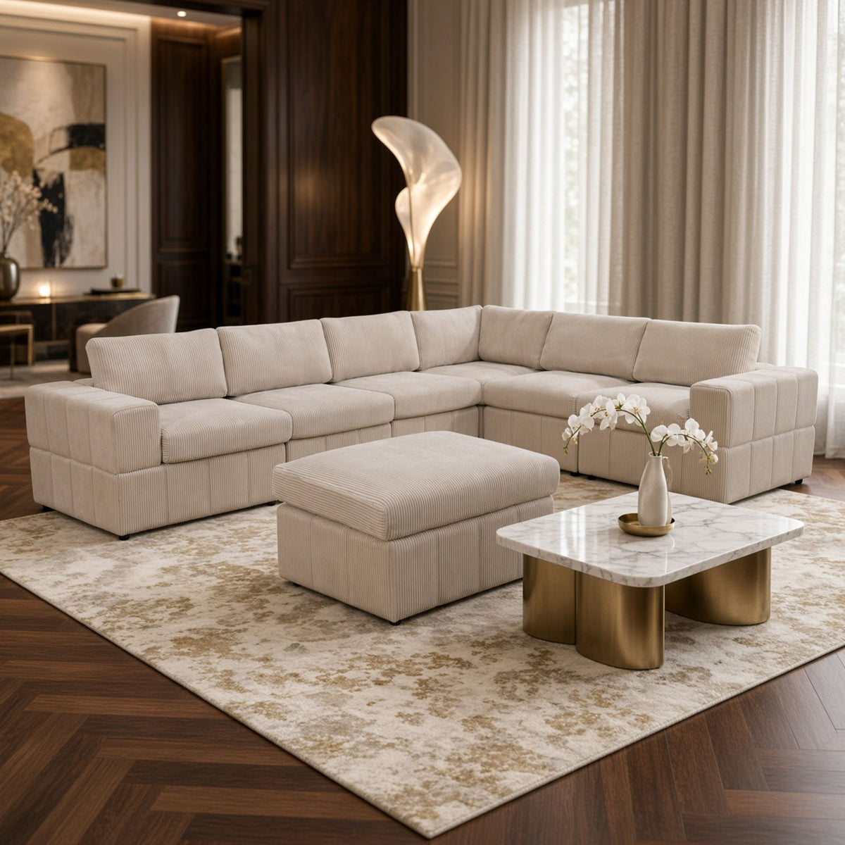Oversized Modular Sectional Sofa, Reversible With Ottoman Home Essentials