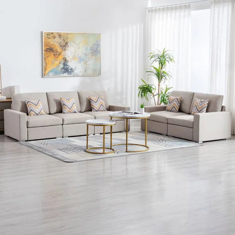 Nolan - Linen Fabric Sofa And Loveseat Living Room With Pillows And Interchangeable Legs Lilola Home