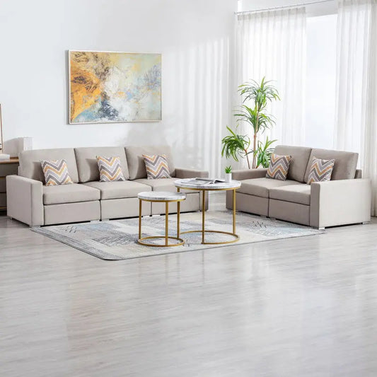 Nolan - Linen Fabric Sofa And Loveseat Living Room With Pillows And Interchangeable Legs Lilola Home