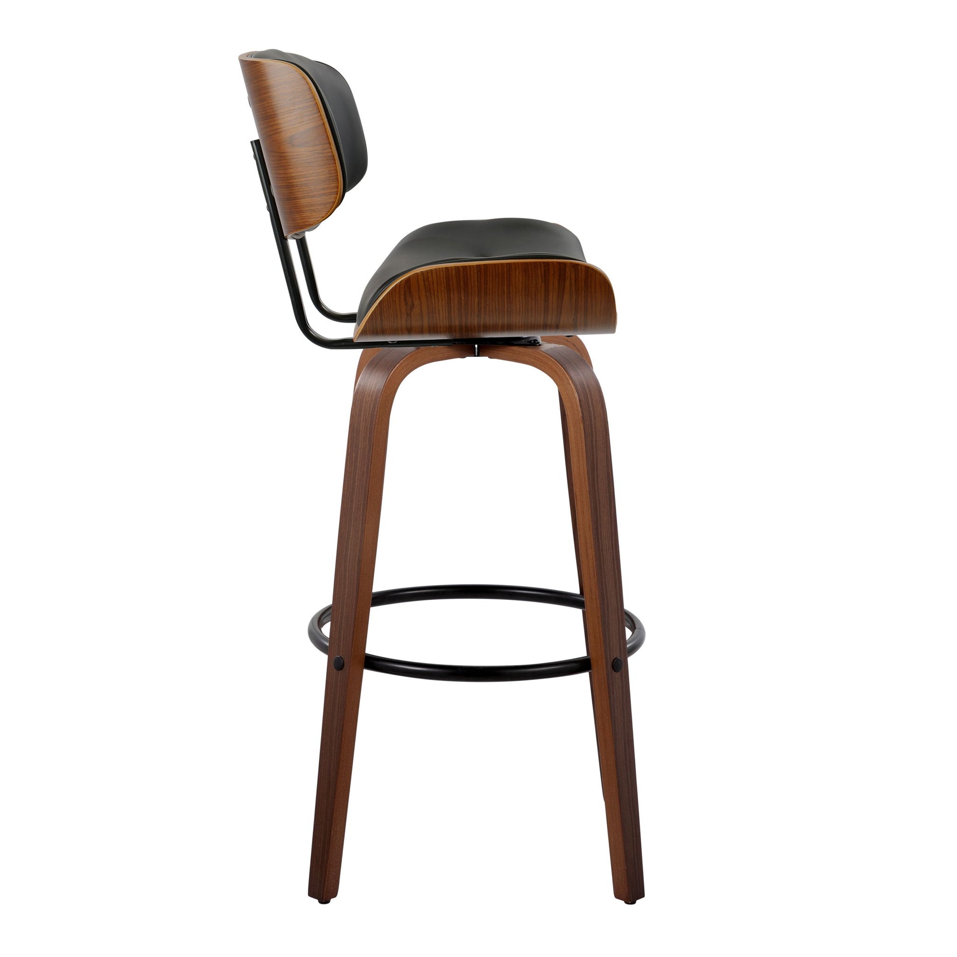 Lombardi - Mid-Century Modern Fixed Height Barstool With Swivel With Round Footrest (Set of 2) Lumi Source