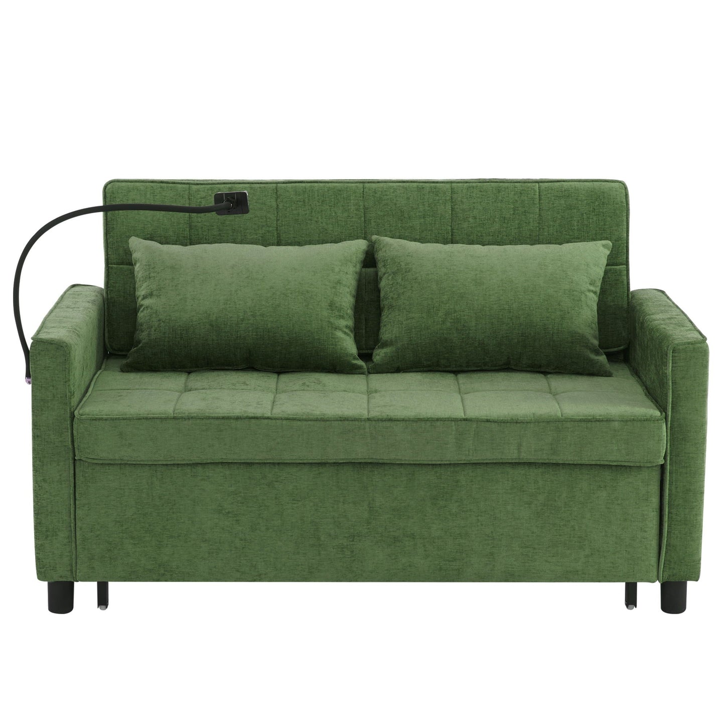 Loveseat Sofa Bed Sleeper With Reversible Backrest, Side Pockets, USB Ports, Phone Holder Hearth and Haven
