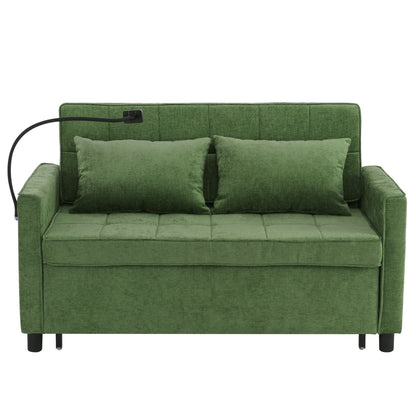 Loveseat Sofa Bed Sleeper With Reversible Backrest, Side Pockets, USB Ports, Phone Holder Hearth and Haven