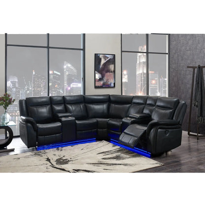 Jupiter - Leather Sectional - Black Global Furniture USA