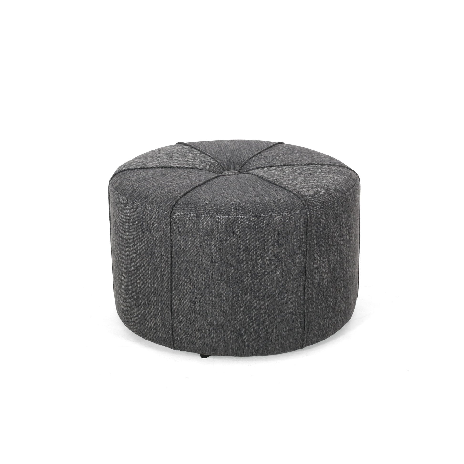 Contemporary Ottoman With Tonal Piping And Button Tuft Design Noble House