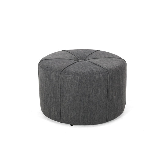 Contemporary Ottoman With Tonal Piping And Button Tuft Design Noble House