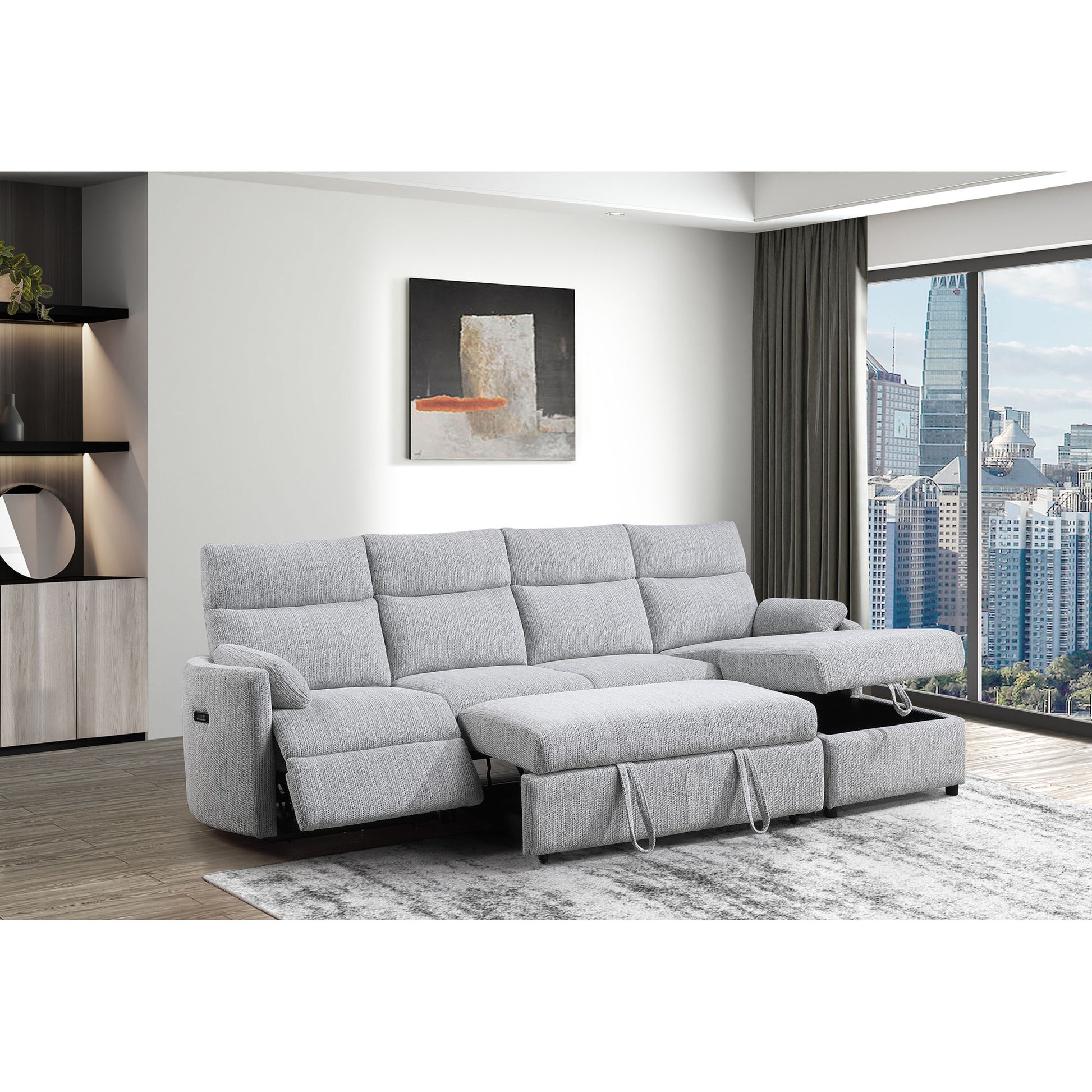 Sleeper Sofa With Storage Chaise - Gray Global Furniture USA