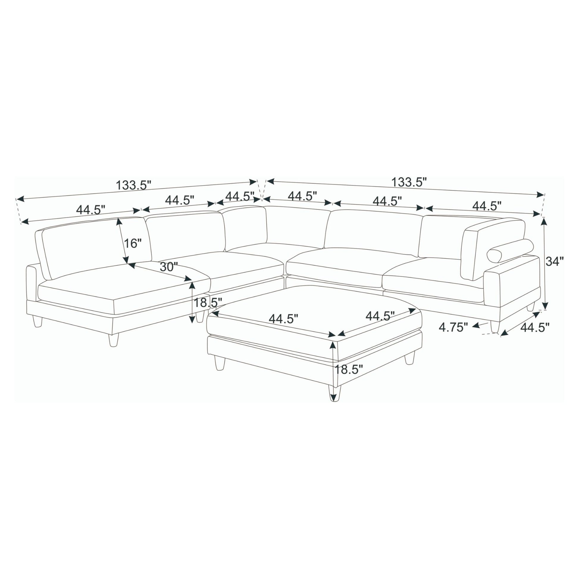Modern Modular Sectional With Adjustable Back Support Home Essentials