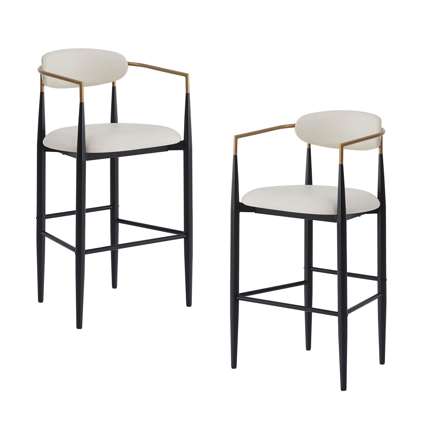 Upholstered Barstools With Back For Kitchen (Set of 2) Noble House